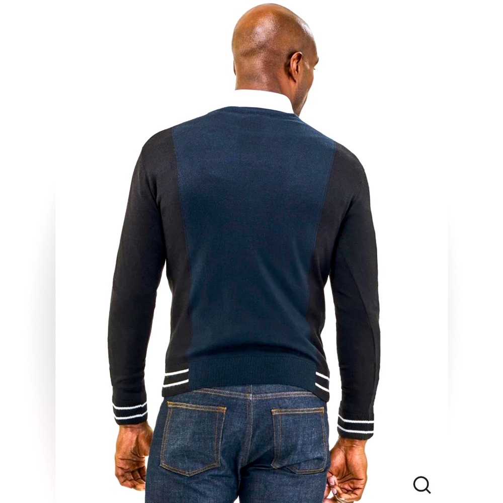 Men's Colorblock Crewneck Sweater -‎ Black/Navy Size 3X